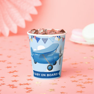 Baby on Board! Aviation Aeroplane Baby Shower Paper Cups