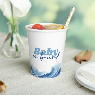 Baby On Board Baby Shower Cups, Surf Baby Shower Paper Cups