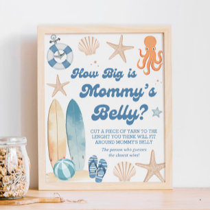 Baby on Board Baby Shower How Big is Her Belly Poster