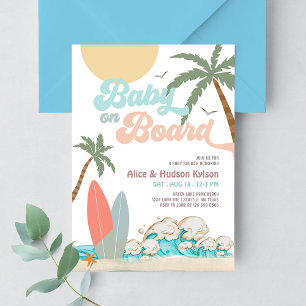 Baby on Board Baby Shower Sprinkle Surfing Shower Invitation