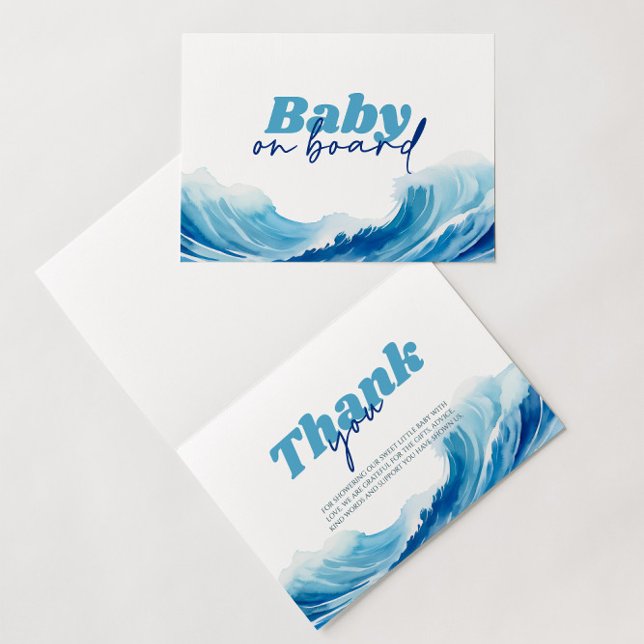 Baby on Board Baby Shower, Surf Baby Thank You Card (Creator Uploaded)