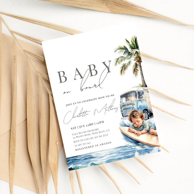 Baby on Board Baby Shower, Surf Beach Invitation (Creator Uploaded)