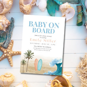 Baby On Board Baby Shower, Surfing Boy Baby Shower Invitation