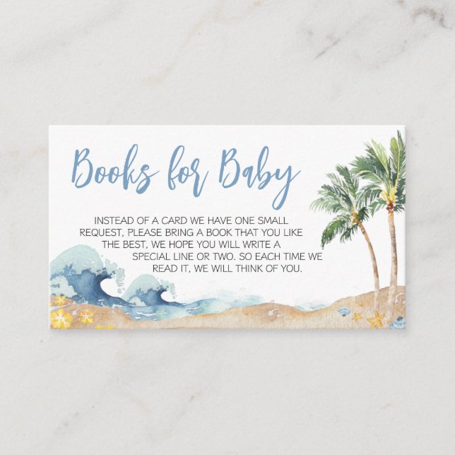 Baby on Board Beach Baby Shower Books for Baby Enclosure Card (Front)
