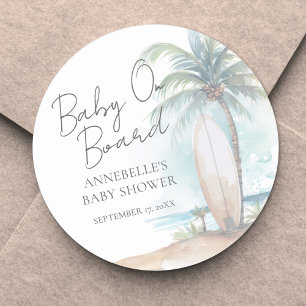 Baby On Board Beach Baby Shower Classic Round Sticker
