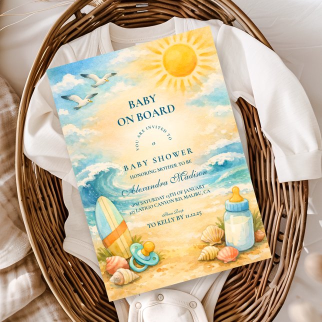 Baby On Board Beach Baby Shower Invitation (Creator Uploaded)