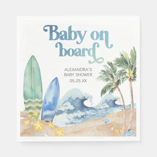 Baby on Board Beach Baby Shower Napkin (Front)