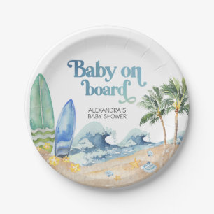 Baby on Board Beach Baby Shower Paper Plate