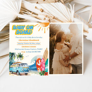 Baby On Board Beach Baby Shower Photo  Invitation