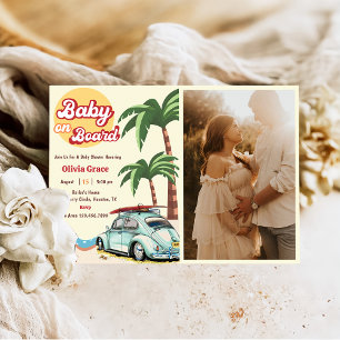 Baby On Board Beach Baby Shower Photo  Invitation