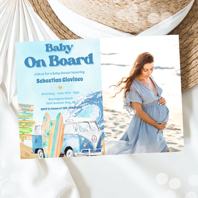 Baby on Board Beach Baby Shower Photo  Invitation (Creator Uploaded)