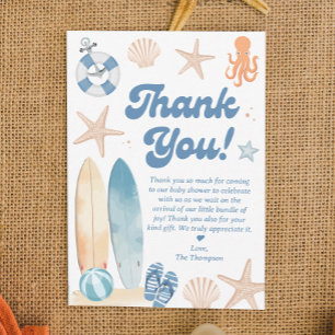 Baby On Board Beach Baby Shower Thank You Card