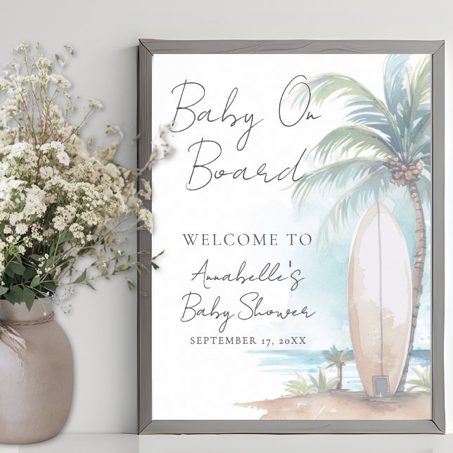 Baby On Board Beach Baby Shower Welcome Sign (Baby On Board Beach Baby Shower Welcome Sign)
