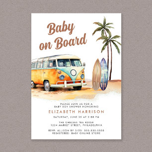 Baby On Board Beach Surf Baby Shower Invitation