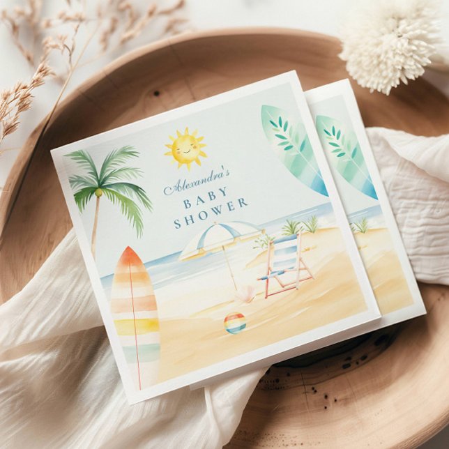 Baby on Board Beach Surf Baby Shower Napkin (Creator Uploaded)