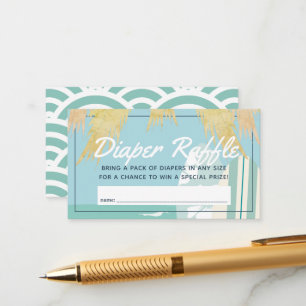 Baby on Board Beach Surf Boy Diaper Raffle Ticket Enclosure Card