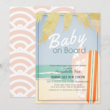 Baby on Board Beach Surf Girl Virtual Baby Shower