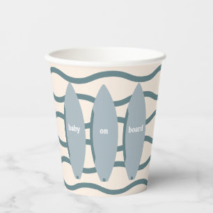 "Baby on Board" Beach Surfing Ocean Baby Shower Paper Cups