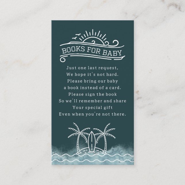Baby On Board Book Request Slate Blue Baby Shower Enclosure Card (Front)
