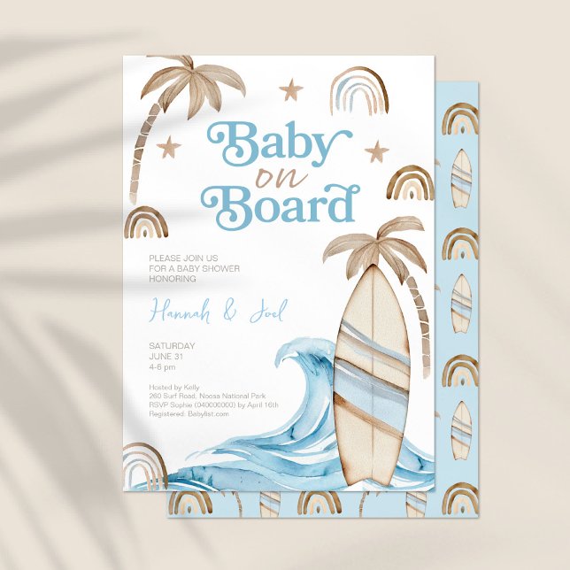 Baby on Board Boy Boho Baby Shower Invitation (Creator Uploaded)