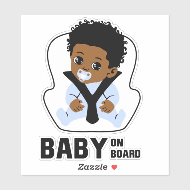 Baby On Board Car Seat African American Boy (Sheet)