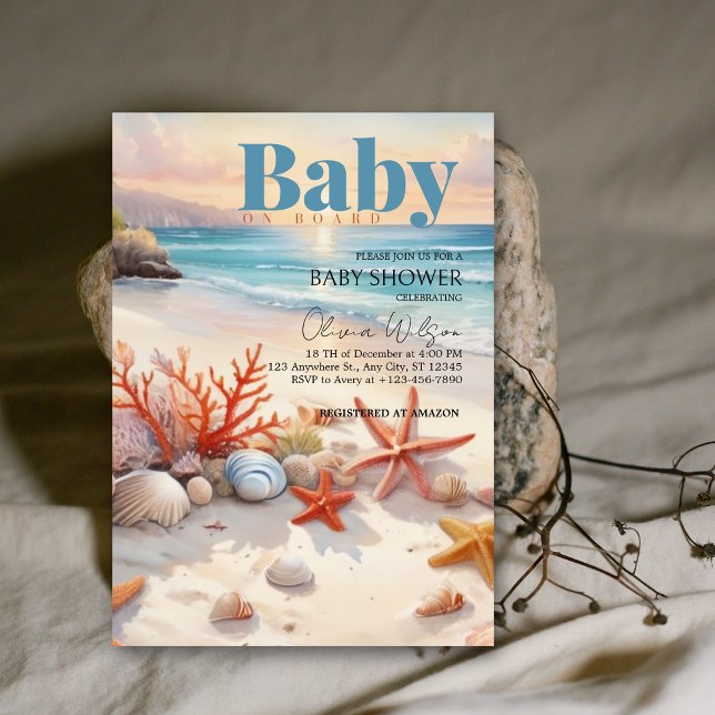 Baby on Board Coastal Beach Baby Shower invitation (Creator Uploaded)