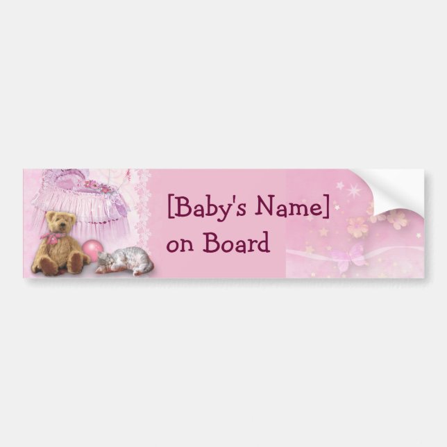 Baby on Board (customisable) Bumper Sticker (Front)