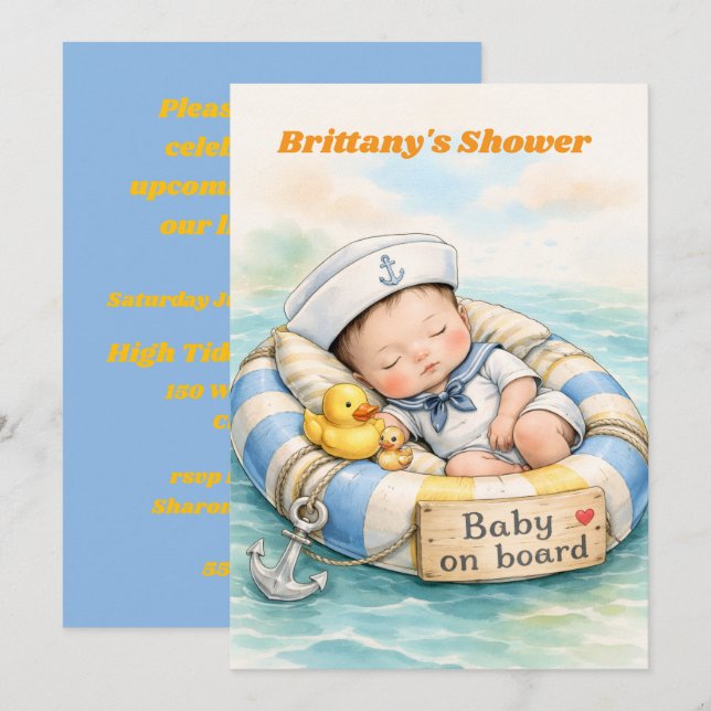 Baby on Board Digital Download Shower Invite (Front/Back)