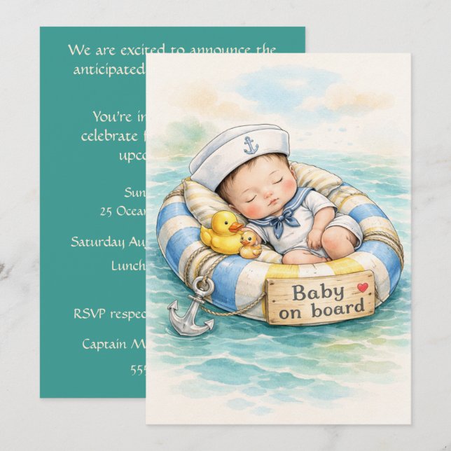 Baby on Board Digital Download Shower Invite (Front/Back)