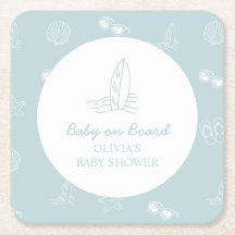 Baby on Board doodle Surfboard Beach Baby Shower
