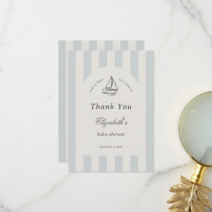 Baby On Board Elegant Blue Sailboat Thank You Card