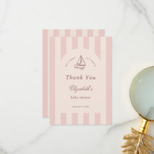 Baby On Board Elegant Pink Sailboat Baby Shower Thank You Card