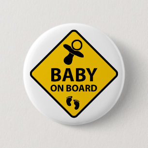 Baby on Board funny baby design pacifier and foot 6 Cm Round Badge