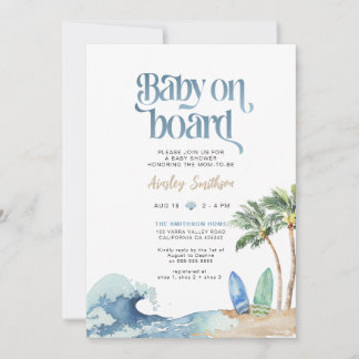 Baby on Board Invitation, Beach Baby Shower Invitation