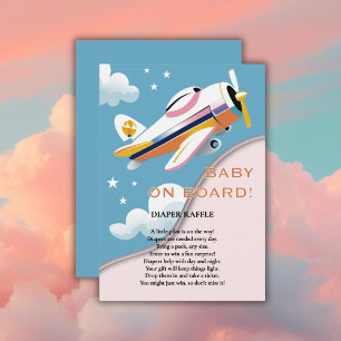 Baby on Board Modern Aviation Aeroplane Baby Showe Enclosure Card