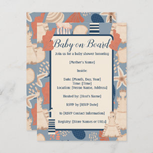 Baby on Board Nautical Baby Boy Shower  Postcard
