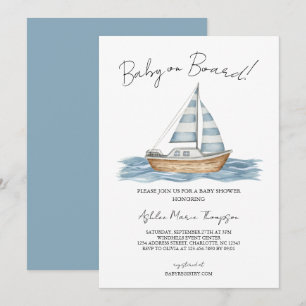Baby On Board Nautical Baby Shower Invitation