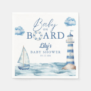 Baby On Board Nautical Baby Shower Napkin
