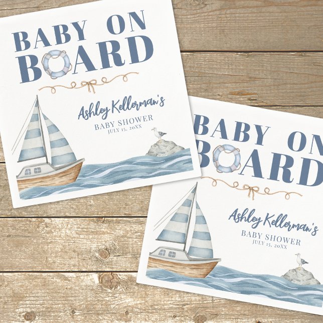 Baby On Board Nautical Baby Shower Napkin (Baby On Board Nautical Baby Shower Napkins)