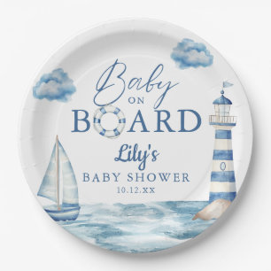 Baby On Board Nautical Baby Shower Paper Plate