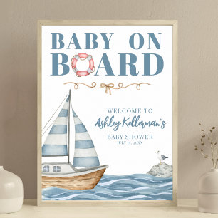 Baby On Board Nautical Baby Shower Poster