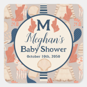 Baby on Board Nautical Baby Shower  Square Sticker
