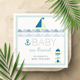 Baby on Board Nautical Blue Boy Baby Shower Napkin