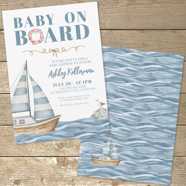 Baby On Board Nautical Boy Baby Shower Invitation (Baby On Board Nautical Boy Baby Shower Invitation)