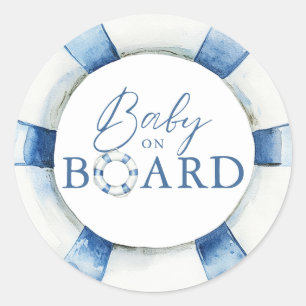 Baby On Board Nautical Lifebuoy Baby Shower Favor Classic Round Sticker