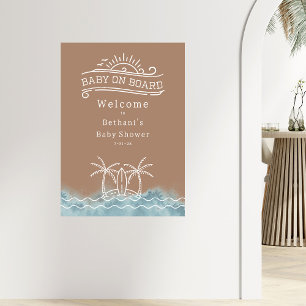 Baby On Board Neutral Surf Baby Shower Welcome Poster