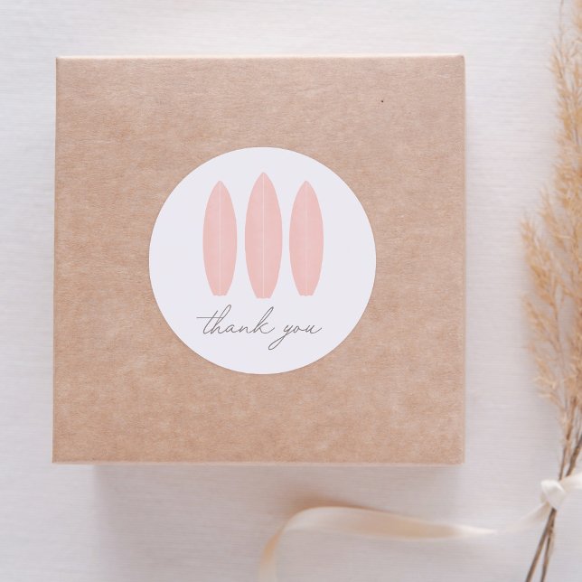 Baby on Board Pink Surfboard Baby Shower Classic Round Sticker (Creator Uploaded)