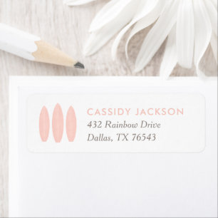 Baby on Board Pink Surfboard Baby Shower Return Address Label