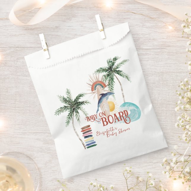 Baby on Board | Retro Summer Surf Baby Shower Favour Bag (Clipped)