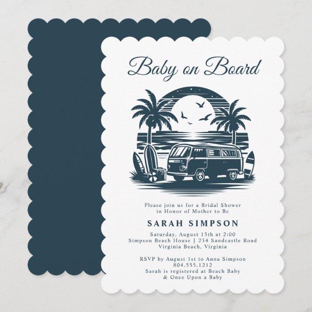 Baby on Board Retro Tropical Baby Shower  Invitation (Front/Back)